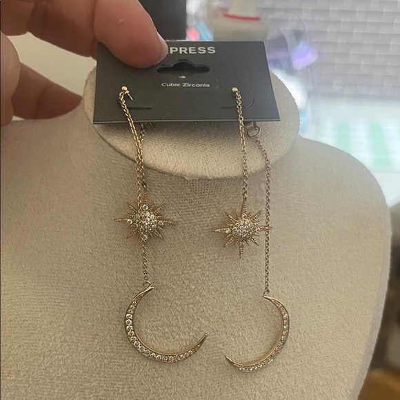 Express Jewelry - Express Gold Crescent and Star Drop Earrings, NWT